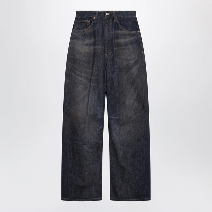 MM6 Maison Margiela - Dark blue wide-leg jeans with worn effect