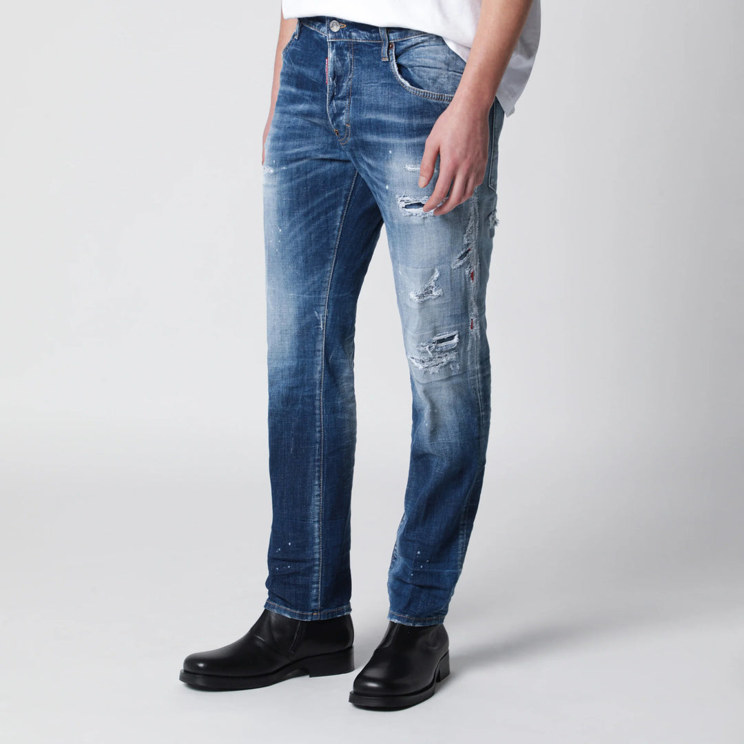 Dsquared2 - Skater jeans in medium blue with destroyed details