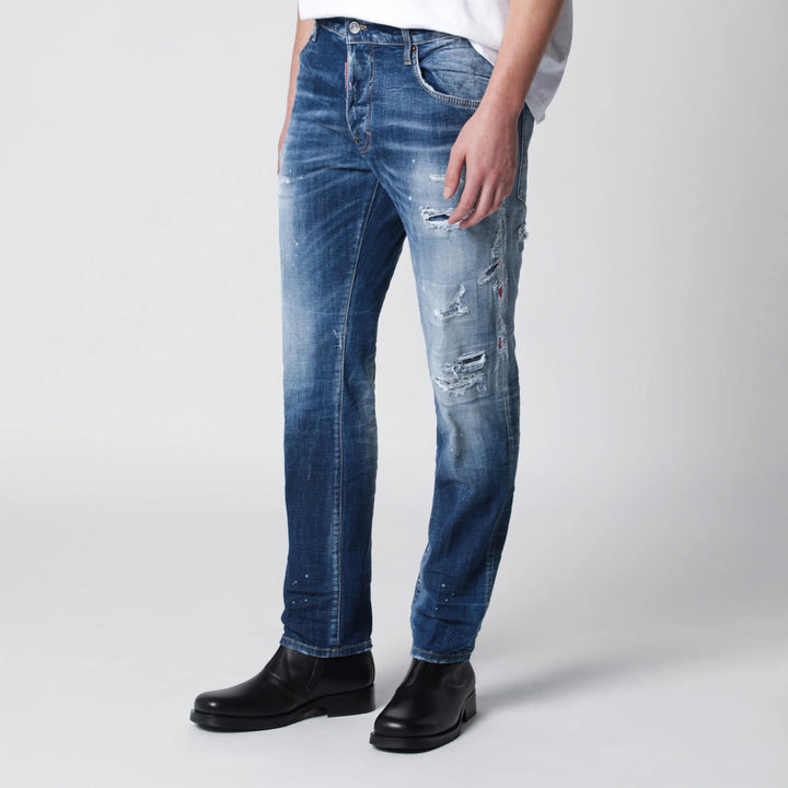 Dsquared2 - Skater jeans in medium blue with destroyed details