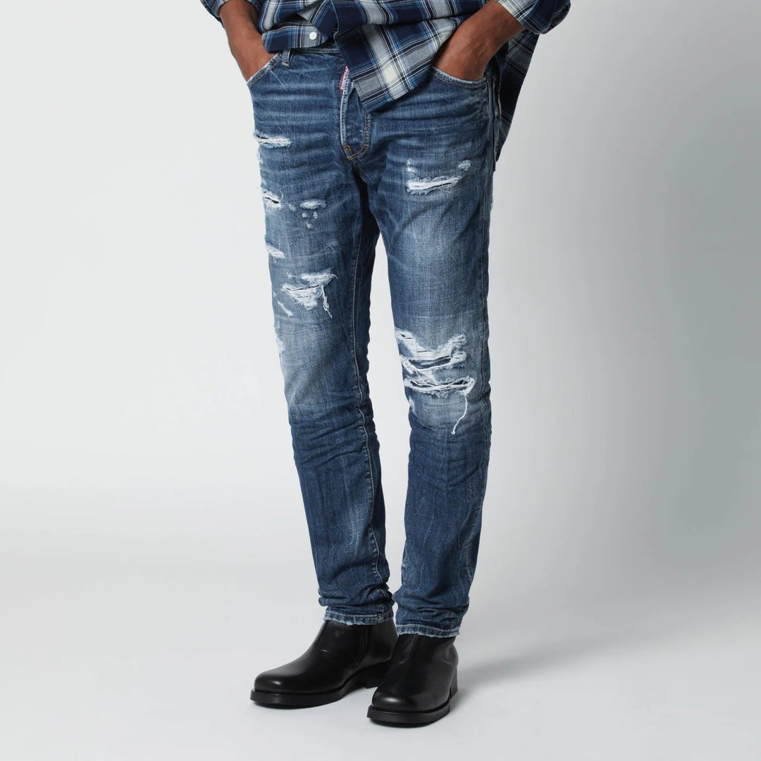 Dsquared2 - Slim blue washed jeans with rips