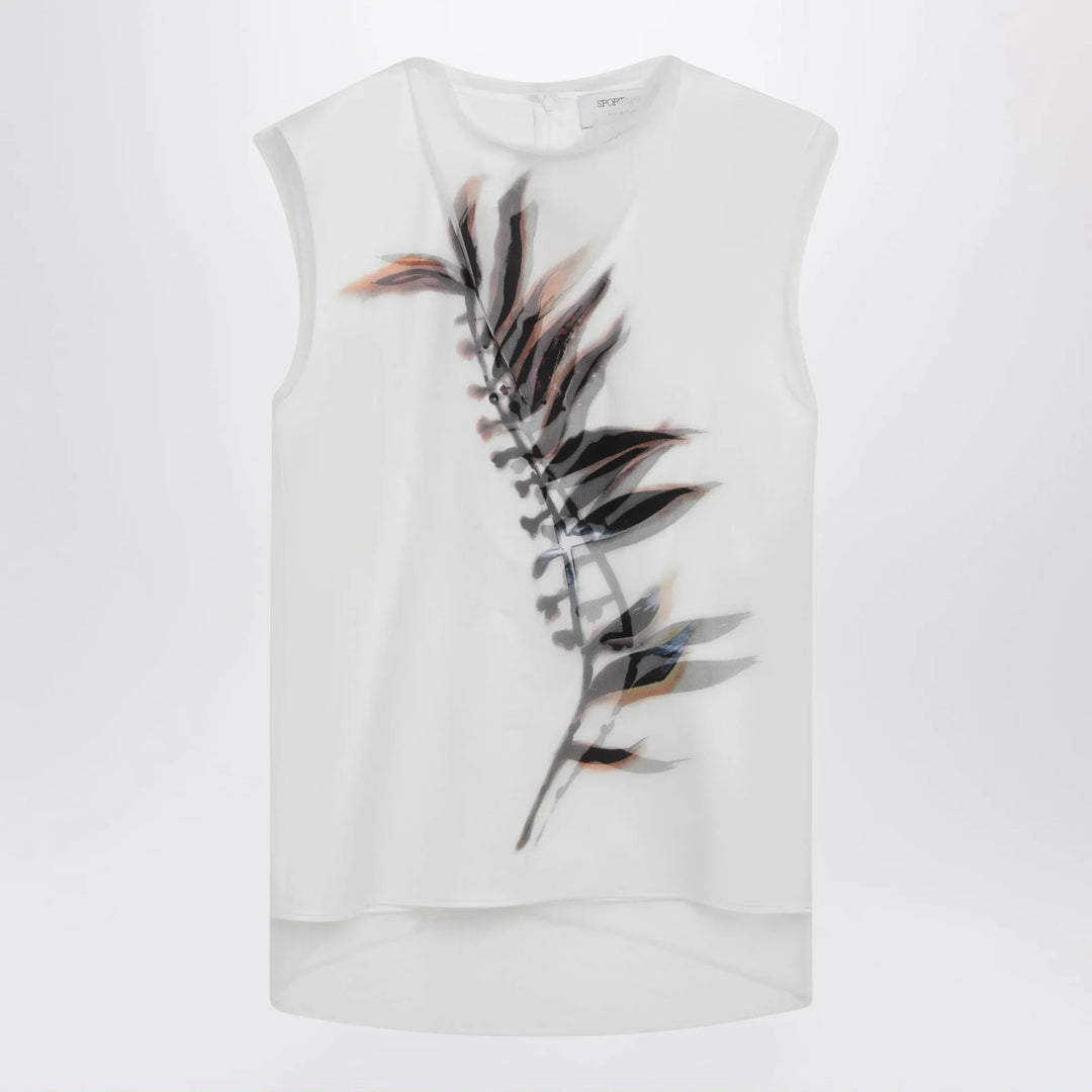 Sportmax - White double-layer top in satin and tulle Brand Shirts &amp; Tops S