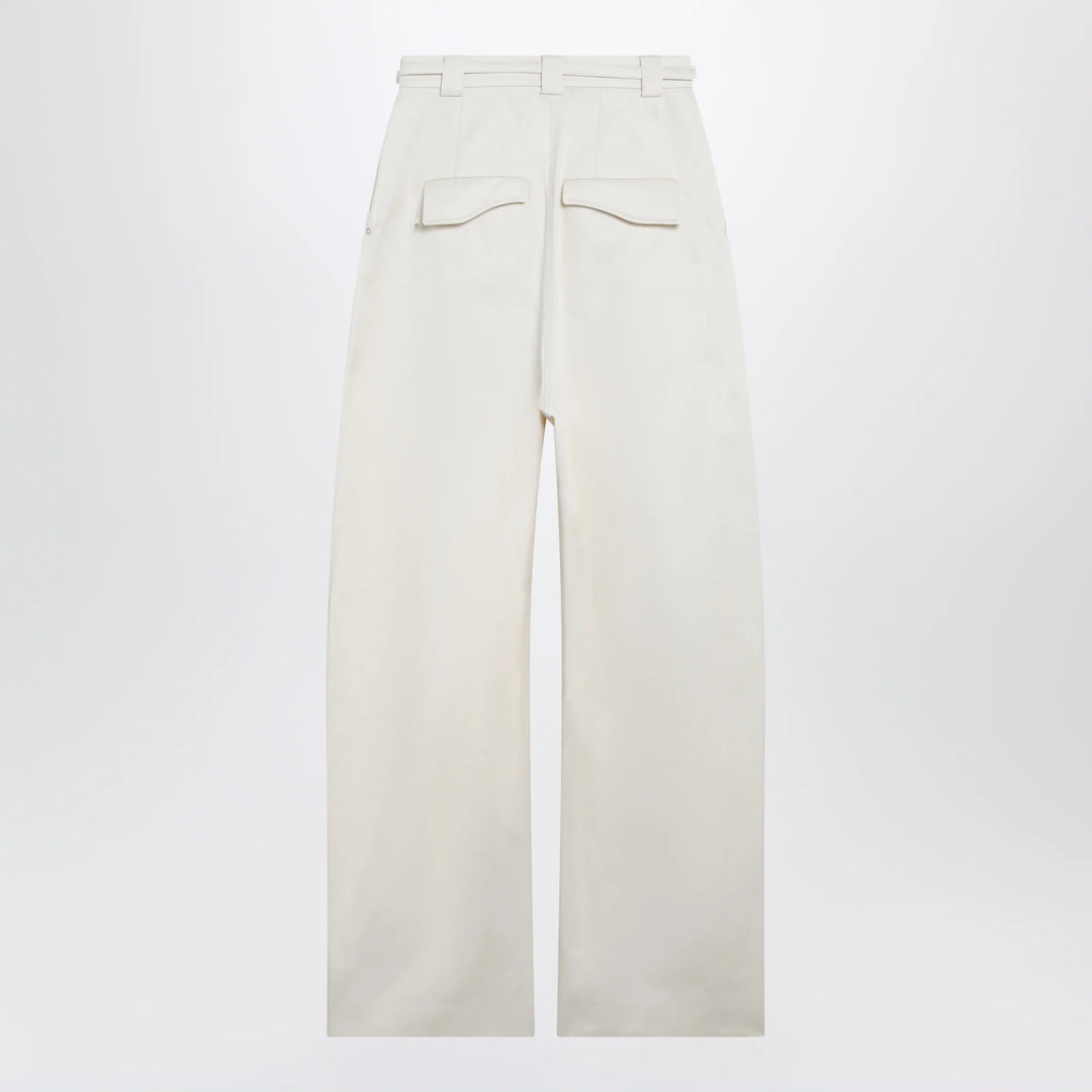 Sportmax - Oversized trousers in vanilla cotton gabardine
