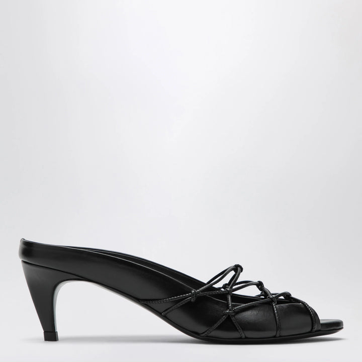 Jude - Knotty black leather slide sandals