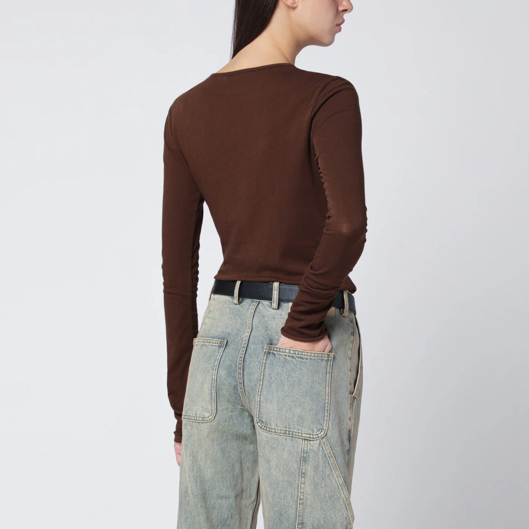 Entire Studios - Brown crewneck cotton-blend top