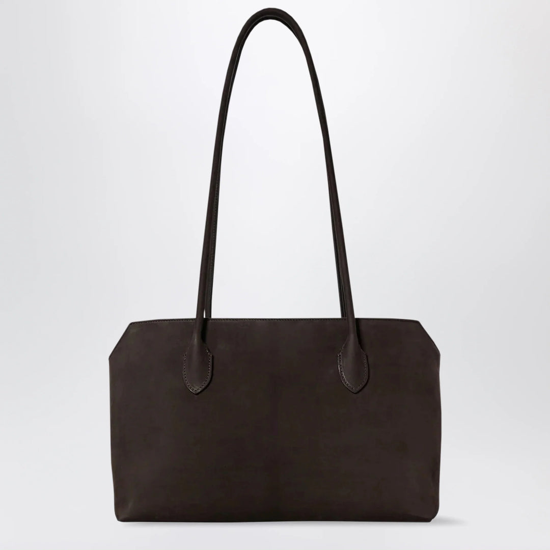 The Row - Terrasse nubuck calf leather shoulder bag, ebony brown