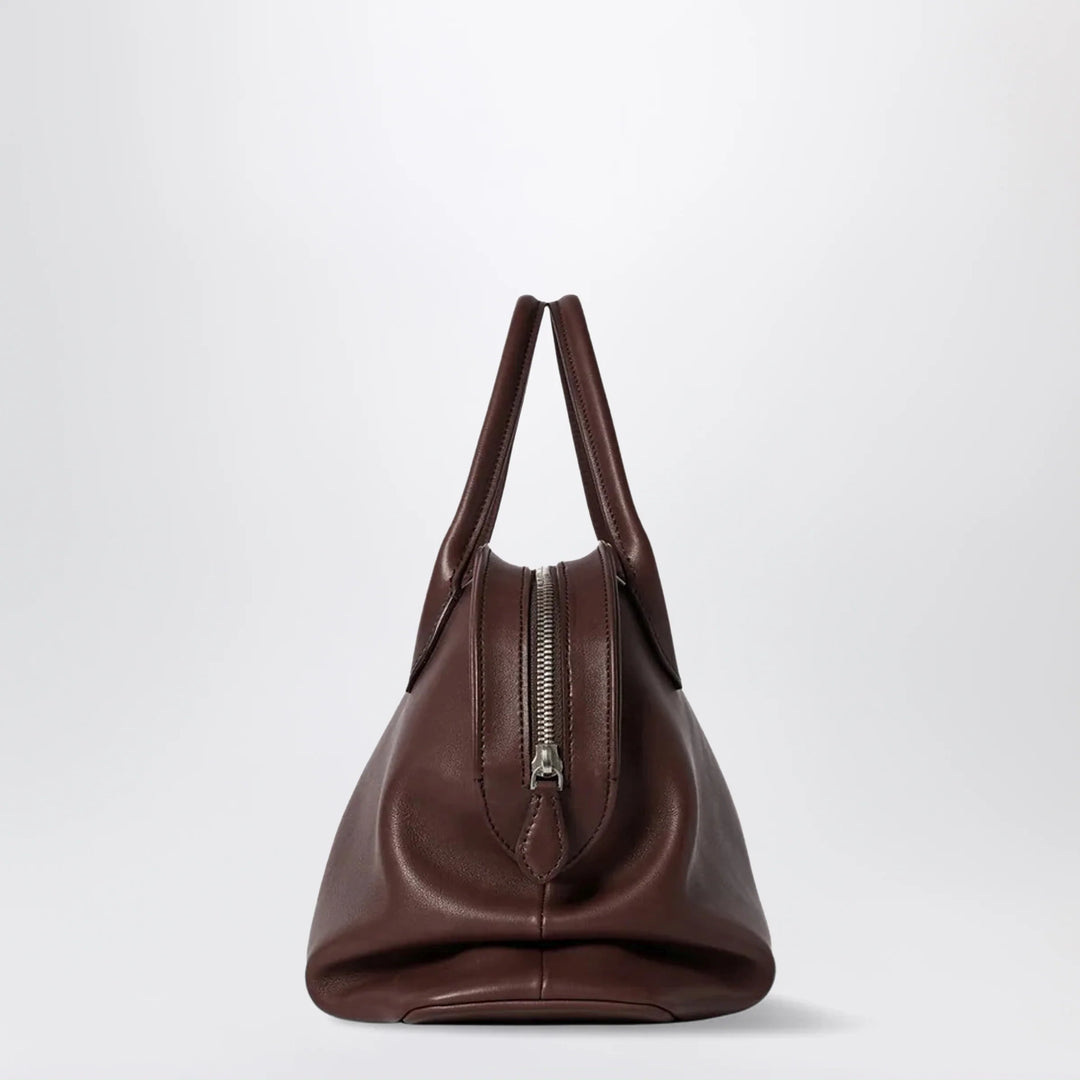 The Row - Agnes soft glossy calfskin handbag in burgundy