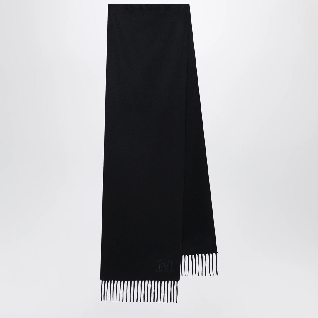 Max Mara - Cashmere stole with Monogram embroidery in black