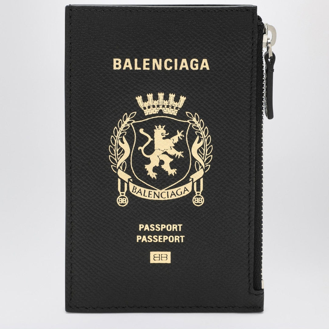 Apparel &amp; Accessories TU Balenciaga - Black leather passport holder and wallet Brand