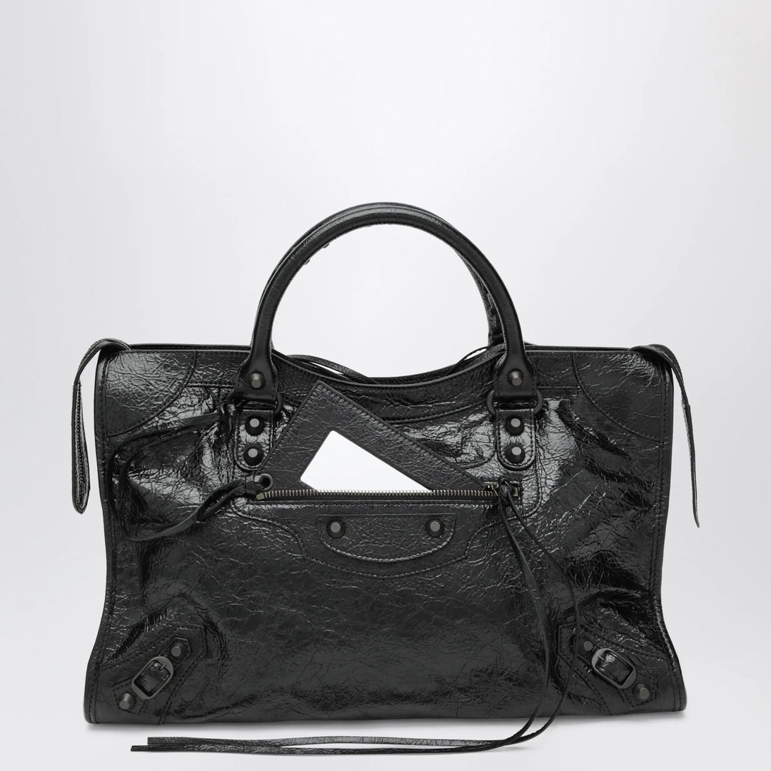 Balenciaga - Le City Medium lambskin leather handbag in black Brand Apparel & Accessories TU