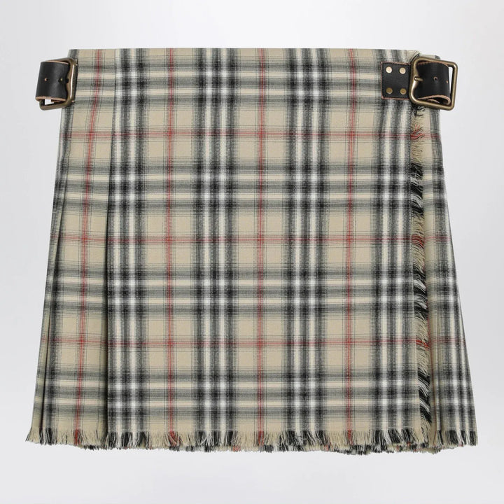 Burberry - Beige wool mini kilt with Check pattern Brand Apparel &amp; Accessories 6 UK