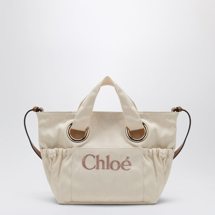 Apparel &amp; Accessories TU Chloé - Ivory tote bag with logo embroidery Brand