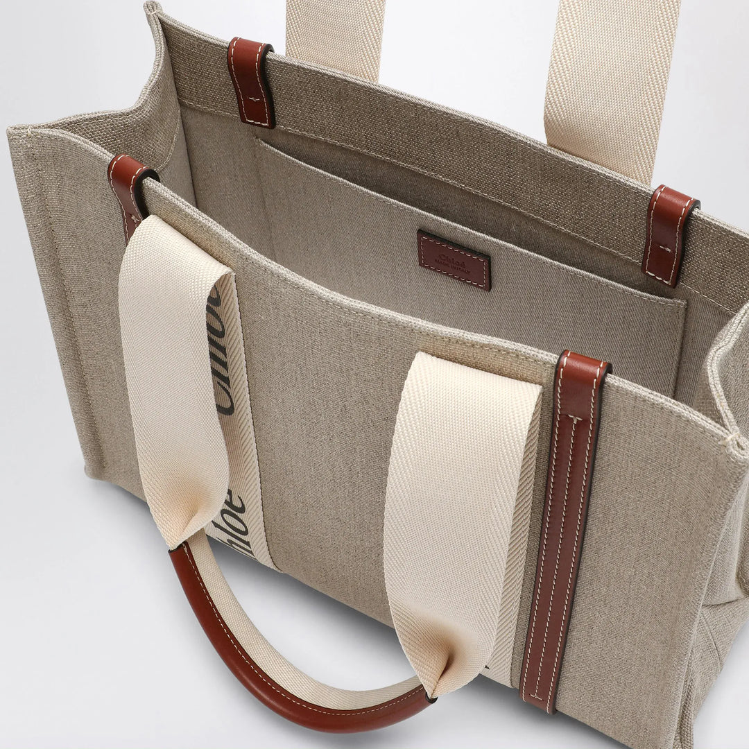 Chloé - Woody medium bag in beige canvas Brand Apparel &amp; Accessories U
