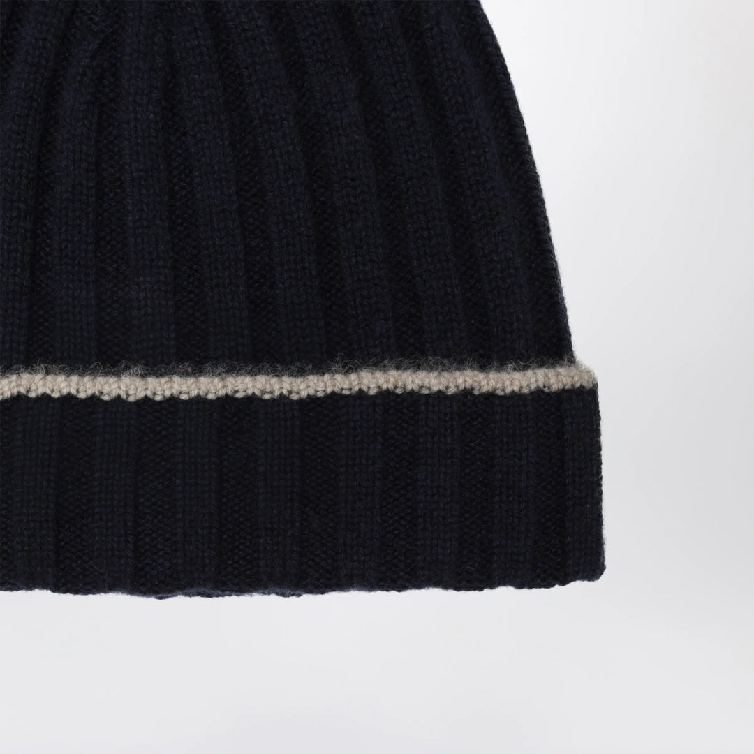 Brunello Cucinelli - Ribbed cashmere beanie in navy blue Brand Apparel &amp; Accessories > Clothing Accessories > Hats M