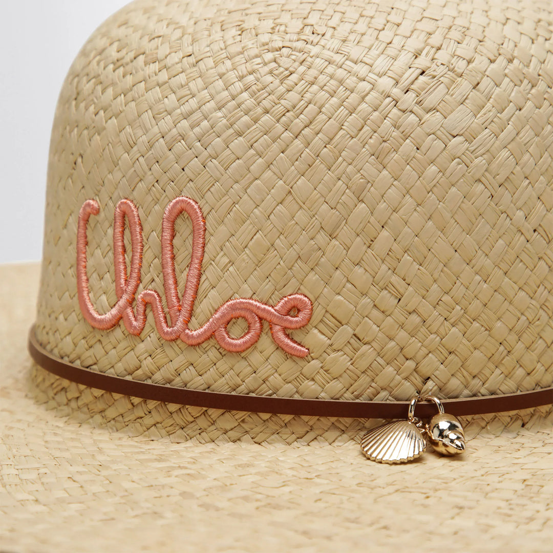 Chloé - Raffia hat with embroidered logo Brand Apparel &amp; Accessories > Clothing Accessories > Hats 58 EU