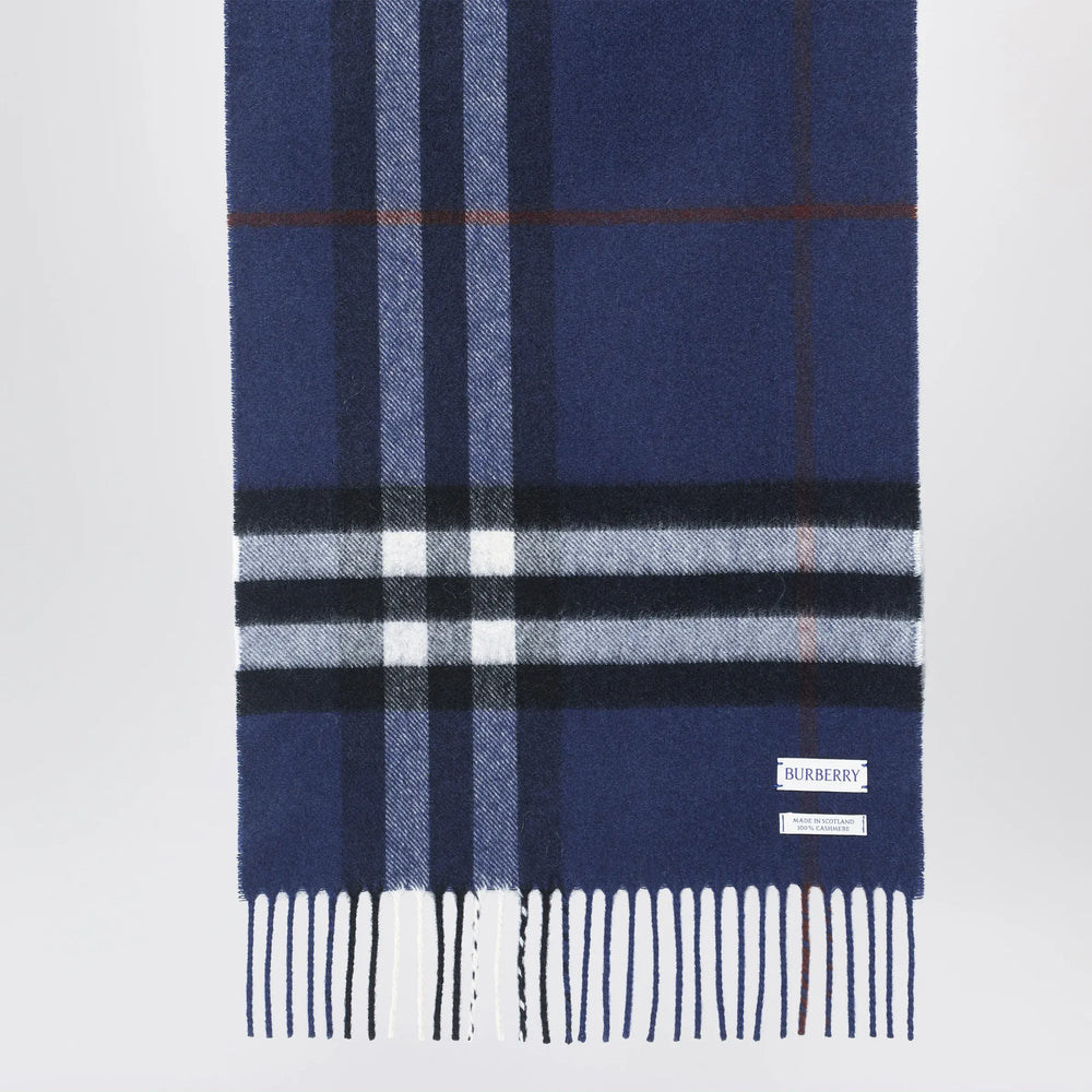 Burberry - Blue cashmere scarf with a checked pattern Brand Apparel & Accessories > Clothing Accessories > Scarves & Shawls TU