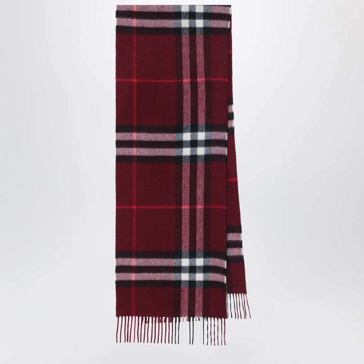 Burberry - Burgundy cashmere scarf with a checked pattern Brand Apparel &amp; Accessories > Clothing Accessories > Scarves &amp; Shawls TU