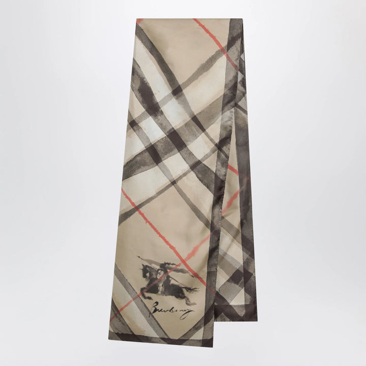 Burberry - Large Check silk scarf in sand color Brand Apparel &amp; Accessories > Clothing Accessories > Scarves &amp; Shawls TU