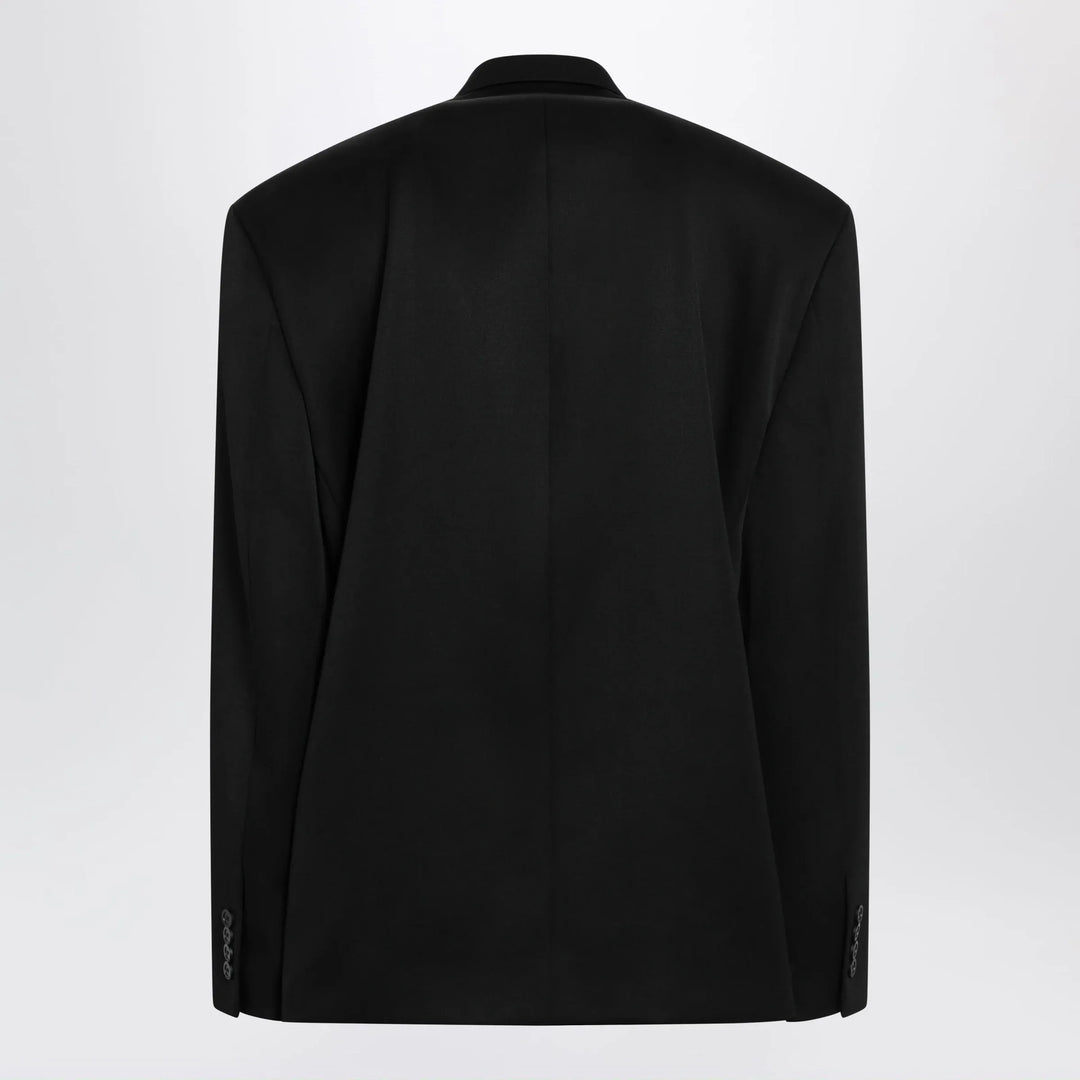 Balenciaga - Double-breasted oversized wool blazer in black Brand Apparel &amp; Accessories > Clothing > Outerwear > Coats &amp; Jackets