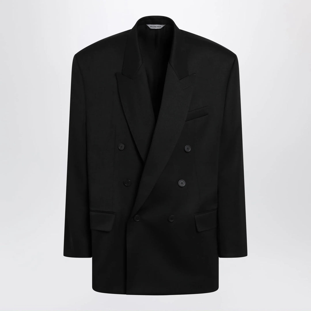 Balenciaga - Double-breasted oversized wool blazer in black Brand Apparel &amp; Accessories > Clothing > Outerwear > Coats &amp; Jackets 44 IT