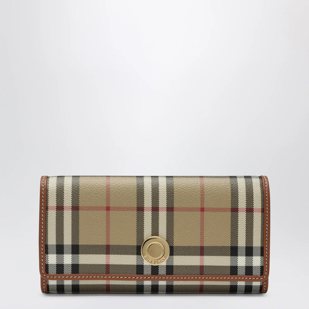 Burberry - Check continental wallet in coated cotton blend, beige Brand Apparel &amp; Accessories > Clothing > Outerwear > Coats &amp; Jackets TU