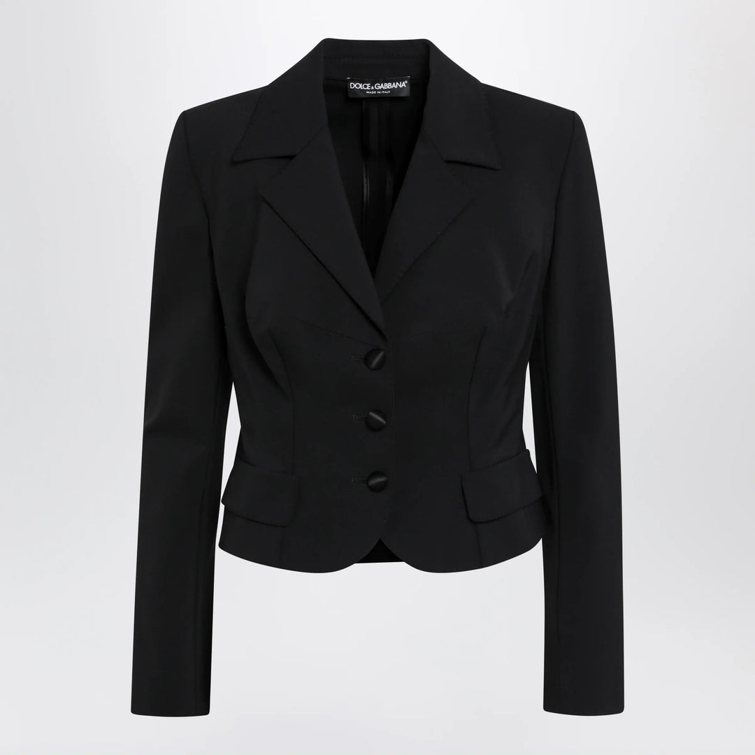 Dolce&amp;Gabbana - Short single-breasted technical cady jacket, black Brand Apparel &amp; Accessories > Clothing > Outerwear > Coats &amp; Jackets 40  IT
