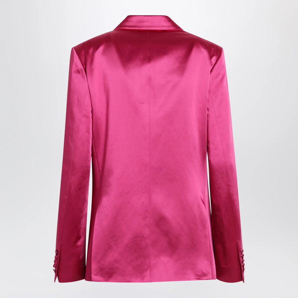 Dries Van Noten - Fuchsia double-breasted satin jacket Brand Apparel & Accessories > Clothing > Outerwear > Coats & Jackets