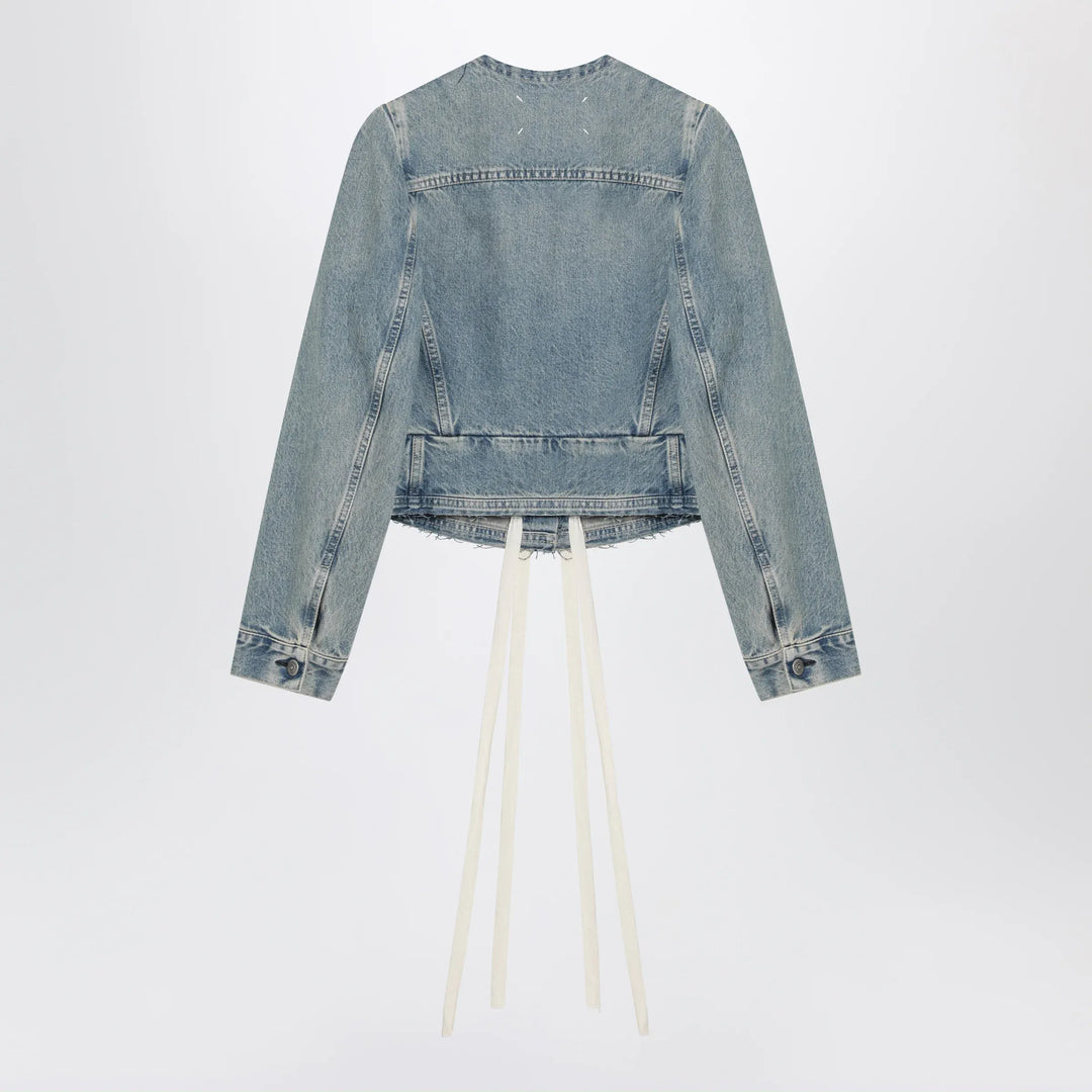 Maison Margiela - Light blue cotton denim jacket with V-neck Brand Apparel &amp; Accessories > Clothing > Outerwear > Coats &amp; Jackets 42  IT