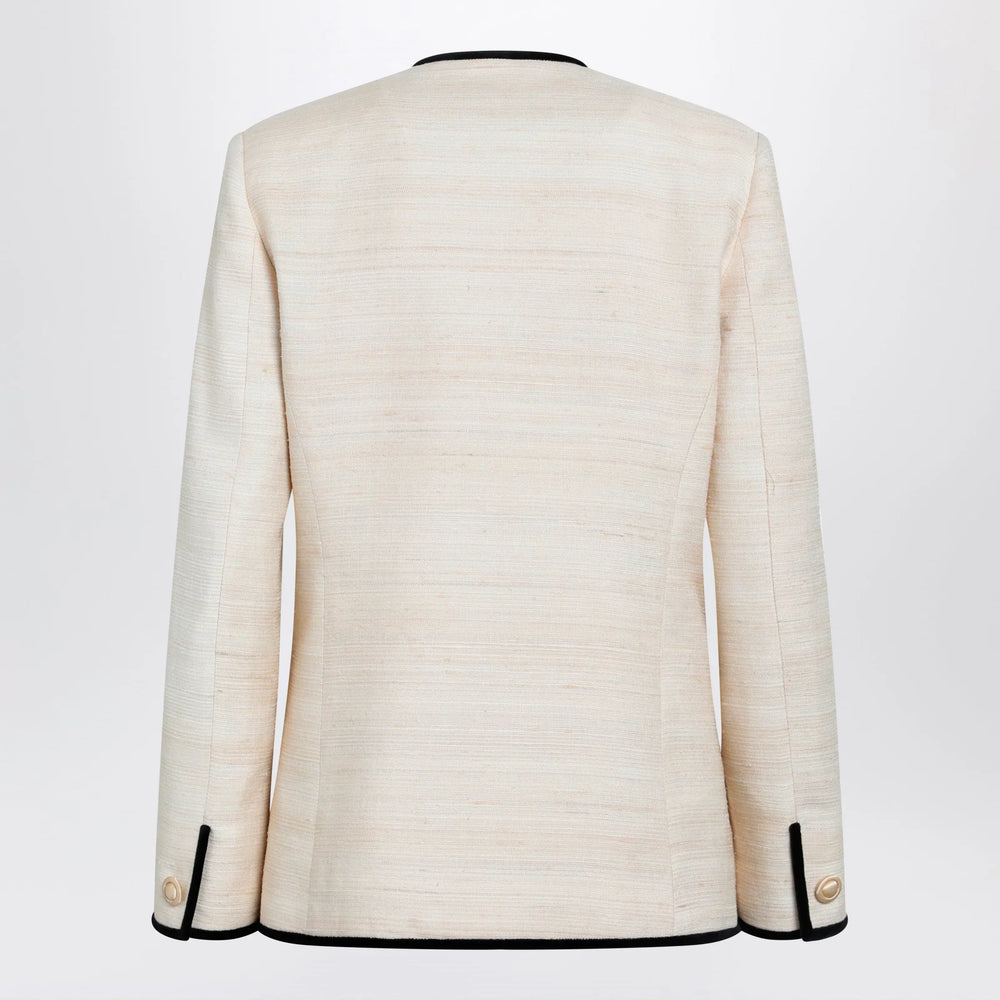 Valentino - Milk-honey coloured silk and linen jacket Brand Apparel & Accessories > Clothing > Outerwear > Coats & Jackets