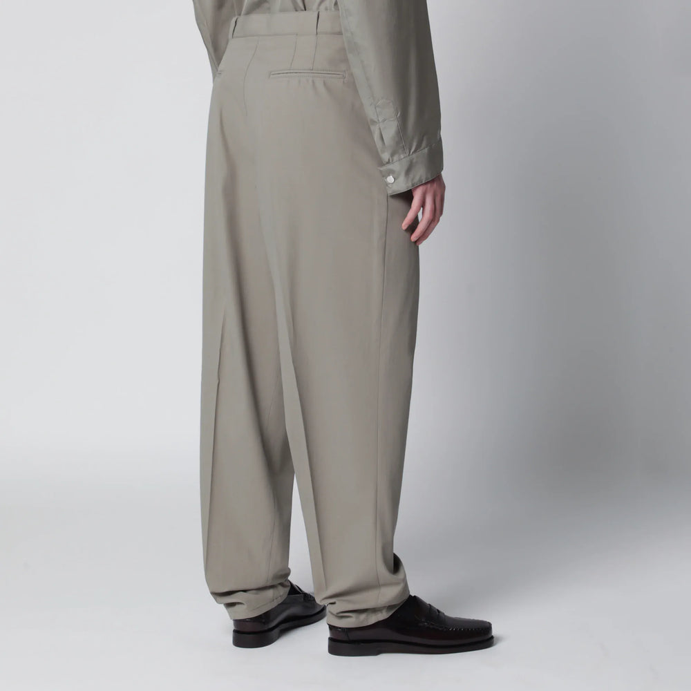 Brunello Cucinelli - Twill cotton trousers with pleats in khaki Brand Apparel & Accessories > Clothing > Pants