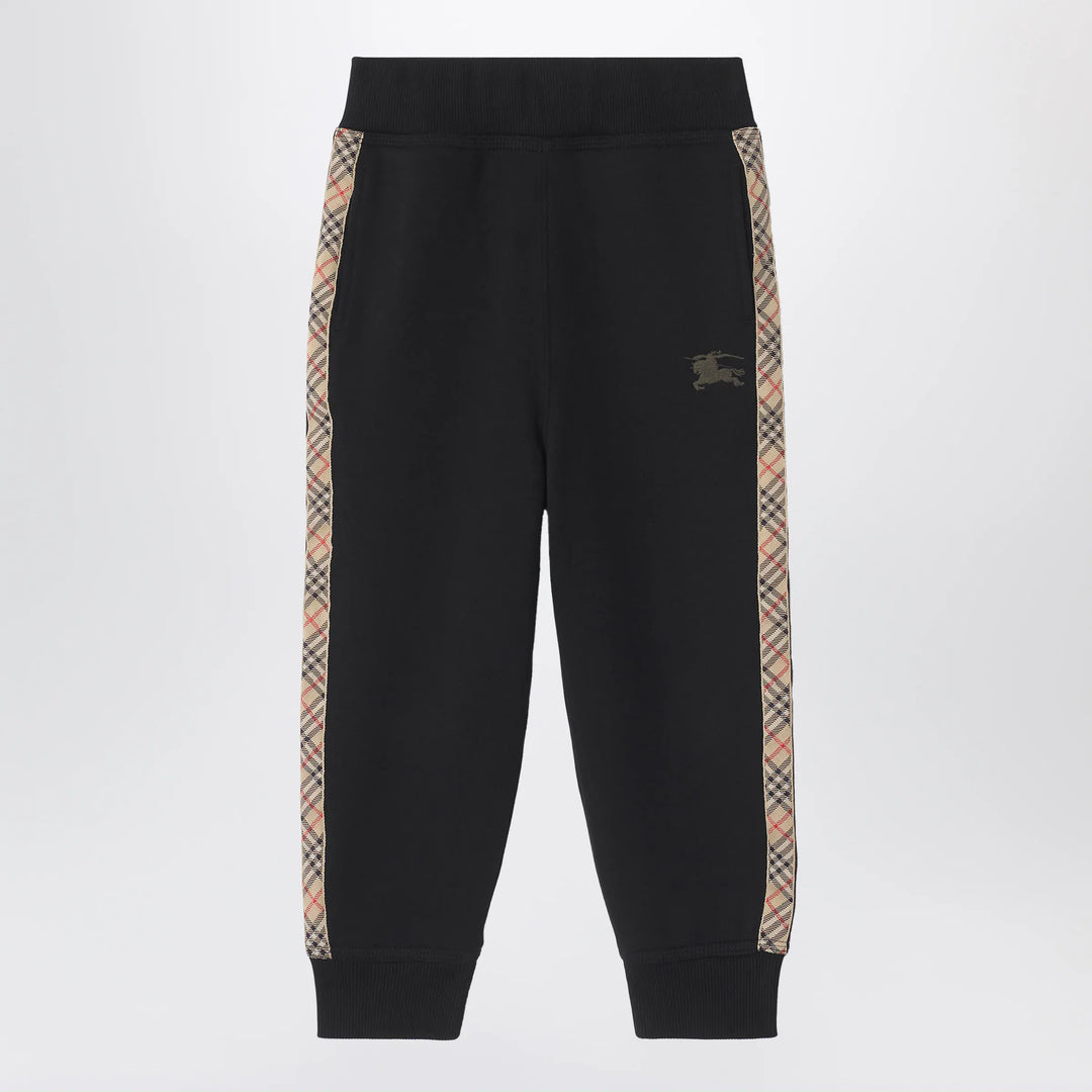 Burberry - Black jogging trousers with Check motif detail Brand Apparel &amp; Accessories > Clothing > Pants 8Y