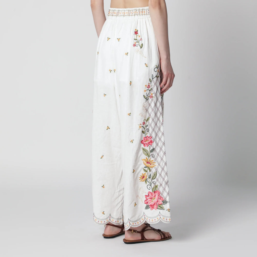 FARM Rio - Linen-blend trousers with floral embroidery Brand Apparel & Accessories > Clothing > Pants