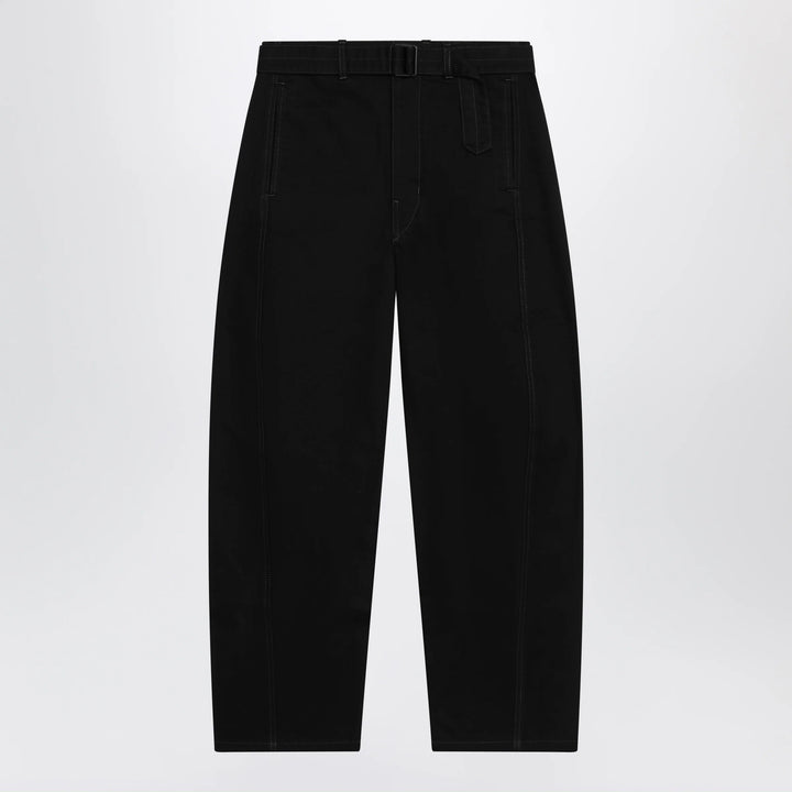 LEMAIRE - Black cotton trousers with belt Brand Apparel &amp; Accessories > Clothing > Pants