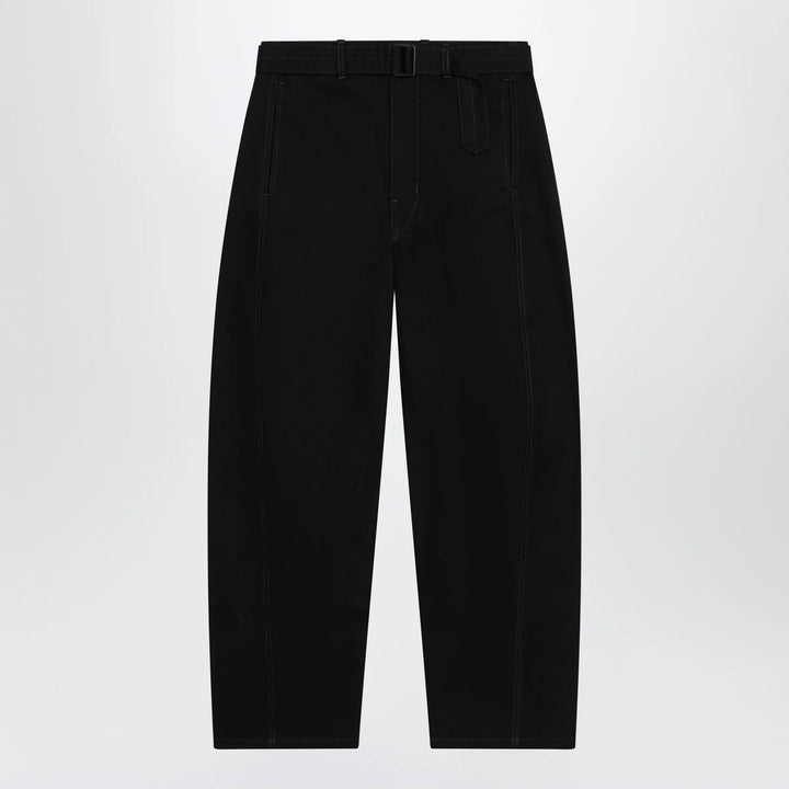 LEMAIRE - Black cotton trousers with belt Brand Apparel &amp; Accessories > Clothing > Pants XXS