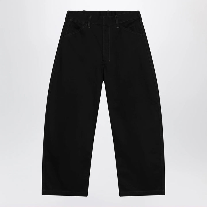 LEMAIRE - Black wide-leg cotton trousers Brand Apparel &amp; Accessories > Clothing > Pants 46 IT