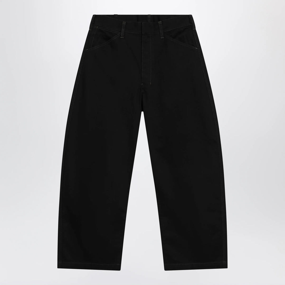 LEMAIRE - Black wide-leg cotton trousers Brand Apparel &amp; Accessories > Clothing > Pants 46 IT