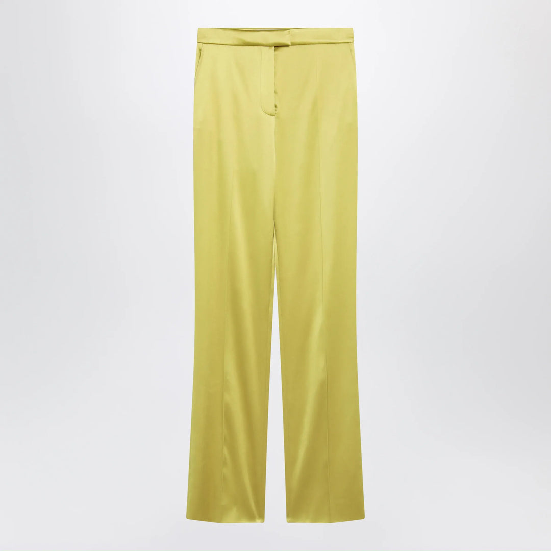 Valentino - Avocado-colored trousers in shiny silk blend Brand Apparel &amp; Accessories > Clothing > Pants 42  IT