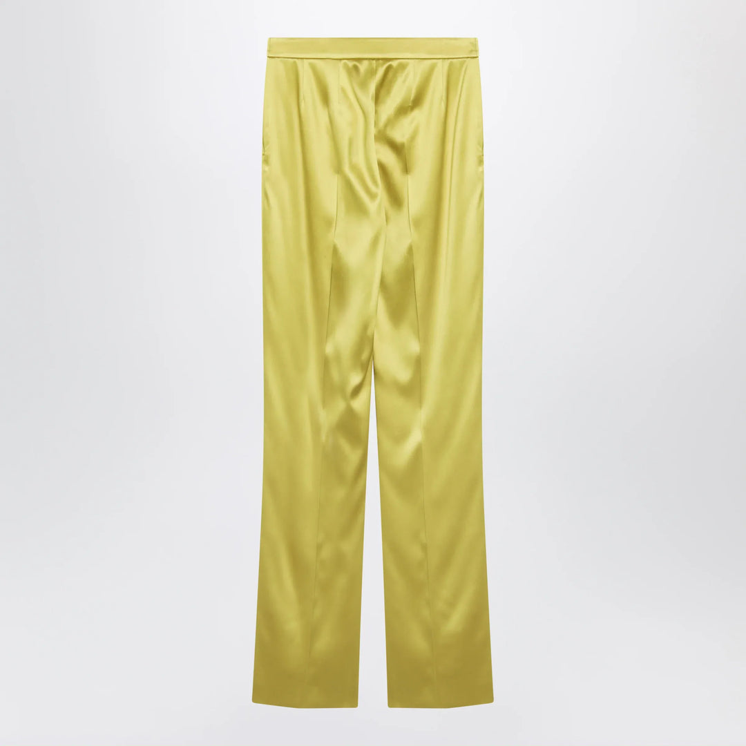 Valentino - Avocado-colored trousers in shiny silk blend Brand Apparel &amp; Accessories > Clothing > Pants 42  IT