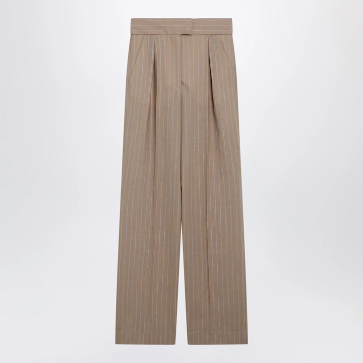 Valentino - Mud-colored pinstripe wool trousers Brand Apparel &amp; Accessories > Clothing > Pants 42  IT