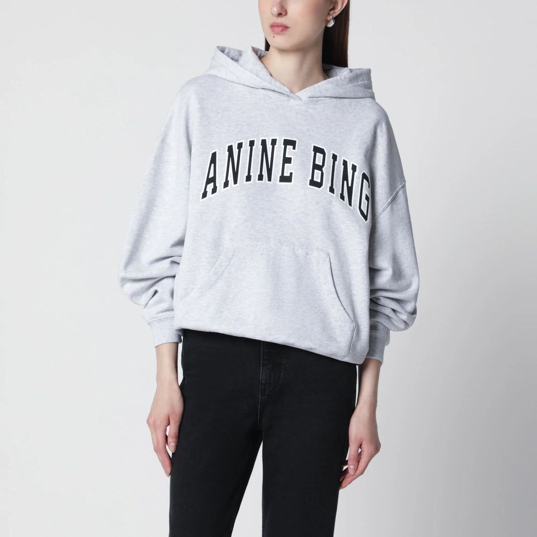 ANINE BING - Harvey New Classic oversized cotton hoodie in grey Brand Apparel & Accessories > Clothing > Shirts & Tops XS