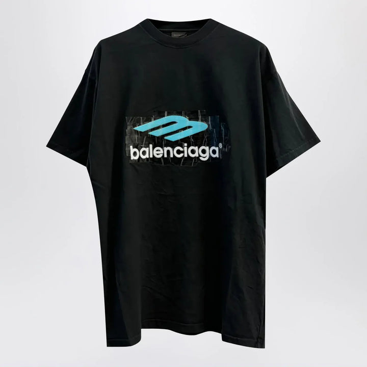 Balenciaga - Oversized washed black 3B T-shirt Brand Apparel &amp; Accessories > Clothing > Shirts &amp; Tops