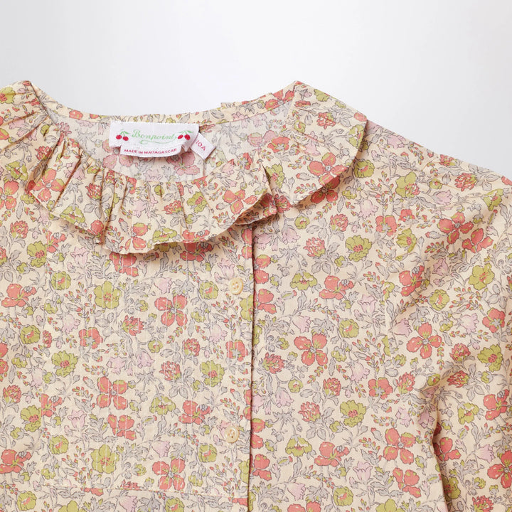 Bonpoint - Pink Liberty fabric shirt Brand Apparel &amp; Accessories > Clothing > Shirts &amp; Tops