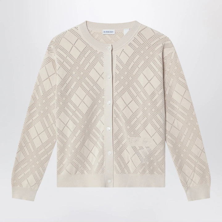Burberry - Openwork cotton cardigan in light beige Brand Apparel &amp; Accessories > Clothing > Shirts &amp; Tops 6Y