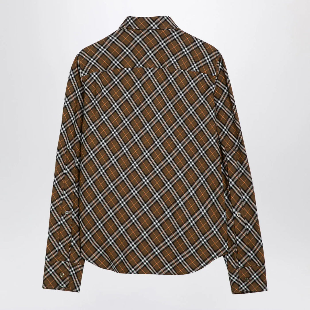 Burberry - Oxid-coloured Check cotton shirt Brand Apparel &amp; Accessories > Clothing > Shirts &amp; Tops