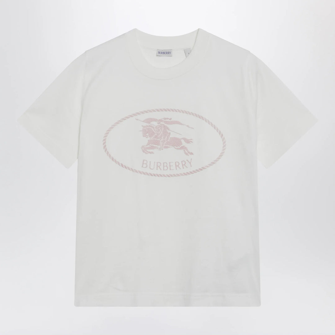 Burberry - White T-shirt with Knight Stamp Brand Apparel & Accessories > Clothing > Shirts & Tops XS