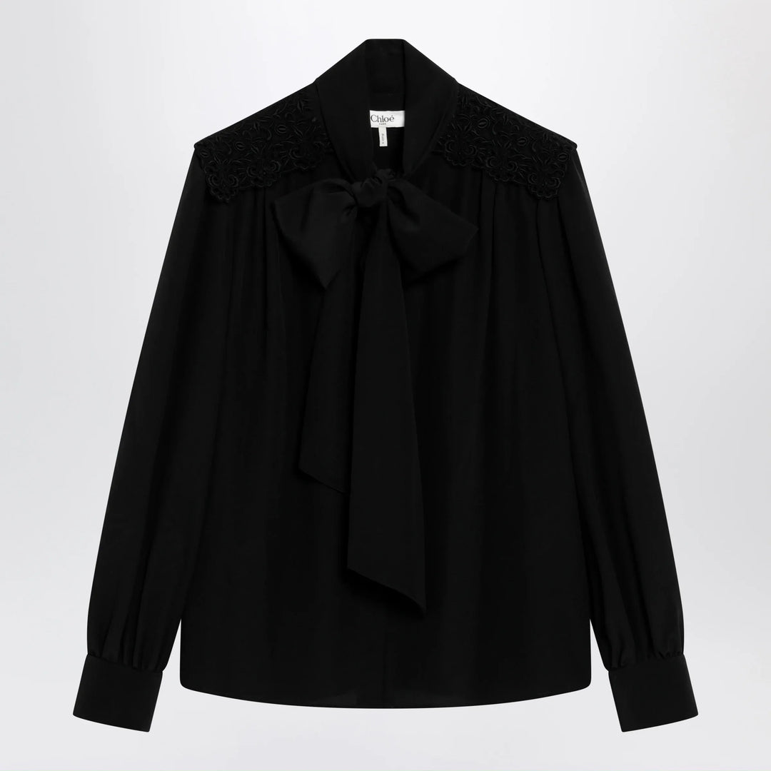 Chloé - Black silk blouse with lavallière Brand Apparel &amp; Accessories > Clothing > Shirts &amp; Tops