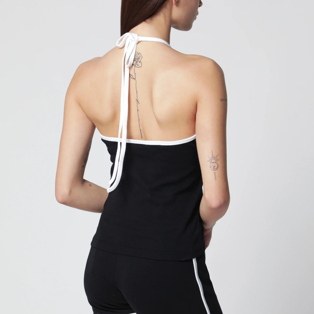 Courrèges - Halter-neck jersey tank top in cotton, black Brand Apparel &amp; Accessories > Clothing > Shirts &amp; Tops