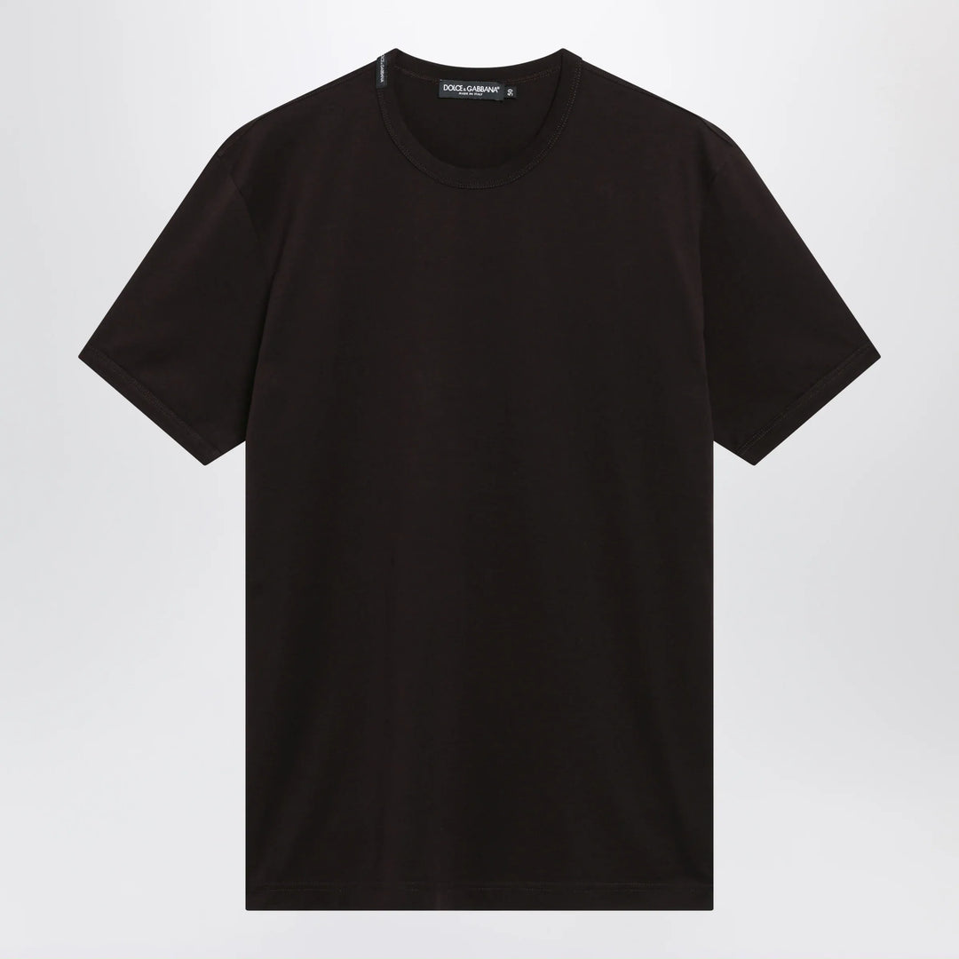 Dolce&amp;Gabbana - Brown cotton jersey T-shirt Brand Apparel &amp; Accessories > Clothing > Shirts &amp; Tops 50 IT