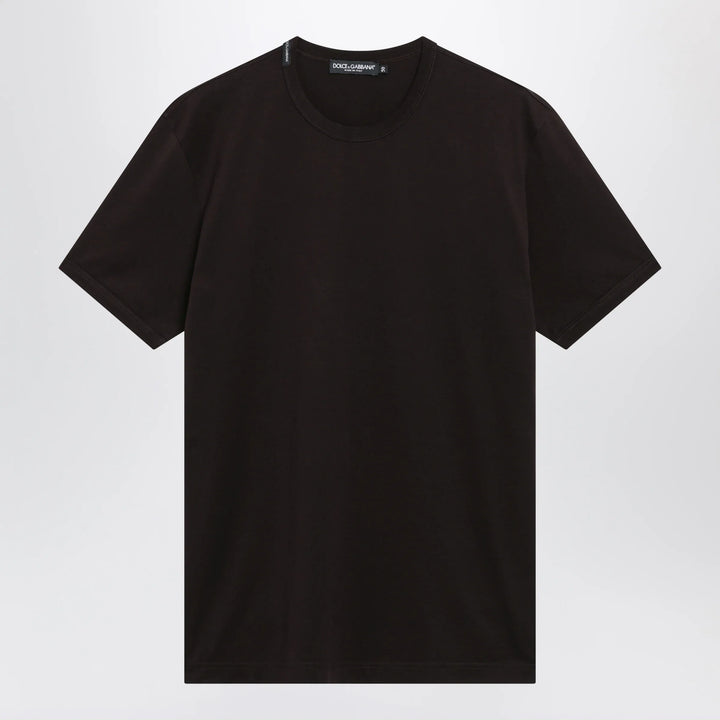 Dolce&amp;Gabbana - Brown cotton jersey T-shirt Brand Apparel &amp; Accessories > Clothing > Shirts &amp; Tops 50 IT