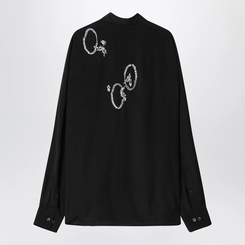 Dries Van Noten - Black shirt with sequin embroidery Brand Apparel & Accessories > Clothing > Shirts & Tops