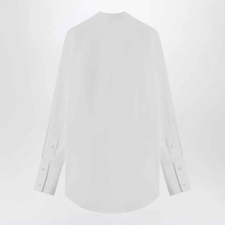 Maison Margiela - Deep V-neck cotton poplin shirt in white Brand Apparel &amp; Accessories > Clothing > Shirts &amp; Tops